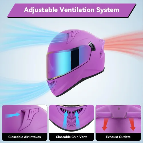 Miniatura 4 de Casco de motocicleta de cara completa para adultos, hombres y mujeres, casco de carreras aprobado por el DOT, casco de carreras de bicicleta