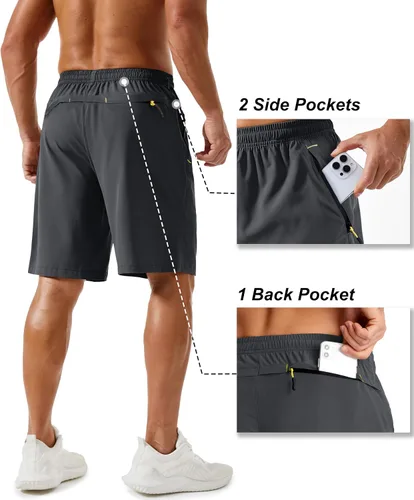Miniatura 159 de TACVASEN Pantalones cortos deportivos para correr para hombre, 9 pulgadas, de secado rápido, pantalones cortos ligeros de verano, 3 bolsillos