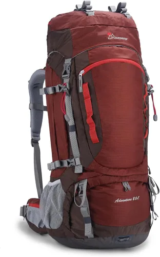 MOUNTAINTOP Mochila de marco interno de 80L para hombre y mujer Mochila de senderismo con cubierta de lluvia Granate-80l