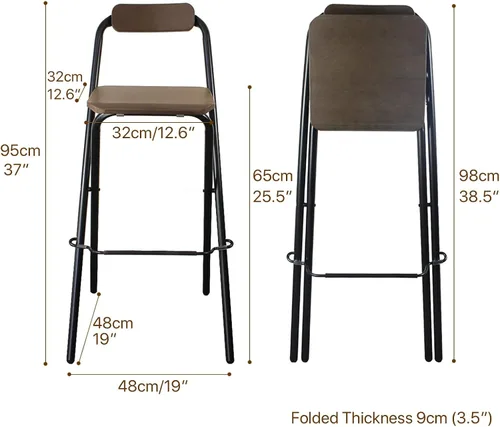 Miniatura 3 de Taburete de bar plegable moderno de acero para desayuno, asiento de plástico, sillas plegables para exteriores, silla de comedor impermeable