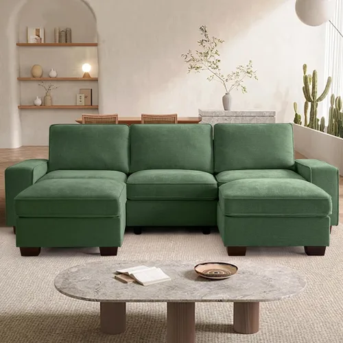 Miniatura 25 de TEKAMON Sofá Modular de 100" con Almacenamiento en los Asientos, Cómodo Sofá de Tela Chenilla de 3 Plazas para Sala de Estar, Oficina, Apartamento
