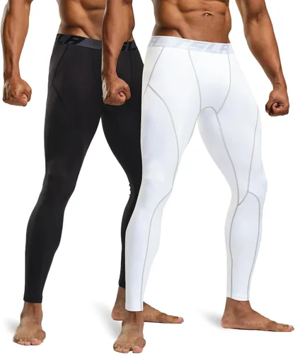 Miniatura 2 de TSLA - Paquete de 1 o 2 pantalones térmicos de compresión para hombre, leggings deportivos y mallas para correr, pantalones para usar como primera