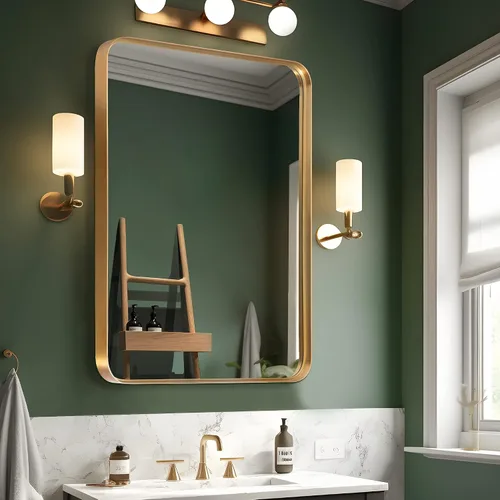 Miniatura 35 de NicBex Espejo de tocador de baño de 32 x 22 pulgadas, espejo de pared con marco de aleación para tocador de baño, dormitorio, pasillo y decoración
