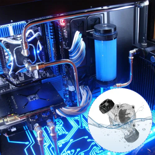 Miniatura 3 de Indicador de flujo de agua Tiiyee, 8 impulsores PC enfriamiento G1/4 medidor roscado Water Cooling Flow Meter Indicatorr for Pc Cooling System