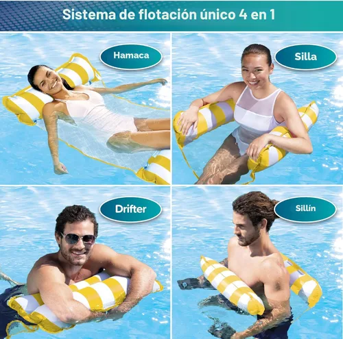 Miniatura 3 de Aqua Original Hamaca Flotante y Flotador para Piscina 4 en 1 Monterey y Hamaca de Agua – Multiusos, Flotadores Inflables para Piscina para Adultos