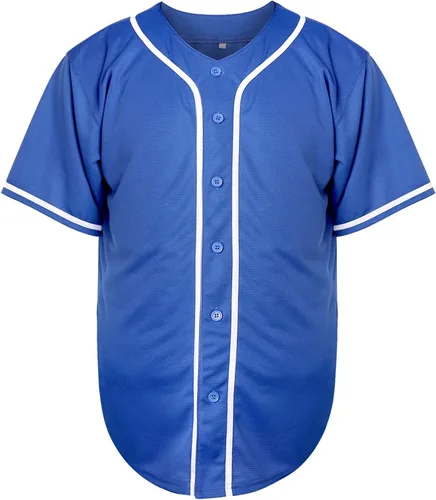 Miniatura 2 de Camiseta de béisbol de manga corta con botones estilo hipster de Hip Hop en blanco