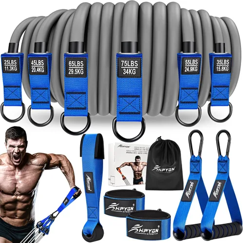 HPYGN Bandas de Resistencia Pesada, Bandas de Ejercicio de 300LBS para Entrenamiento, Bandas de Fitness con Asas, Bandas de Entrenamiento para Azul