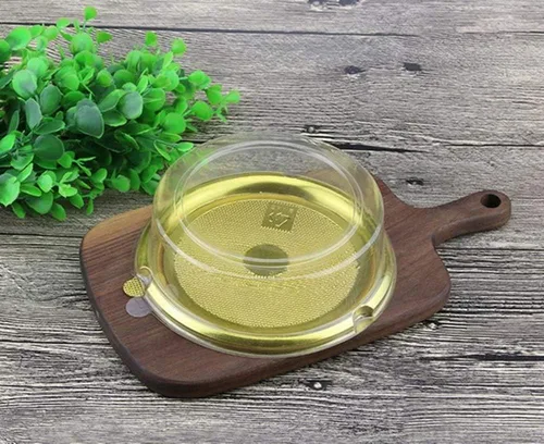 Miniatura 3 de Hewnda Paquete de 50 moldes dorados para tartas, diámetro de 3.75 pulgadas x altura de 1.25 pulgadas, mini caja de plástico transparente