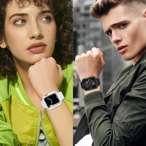 Miniatura 7 de Correa con funda compatible con Apple Watch de 1.614 pulgadas, 1.575 pulgadas, 1.496 pulgadas, iWatch Series 8 7 SE 6 5 4 3 2 1, correa deportiva