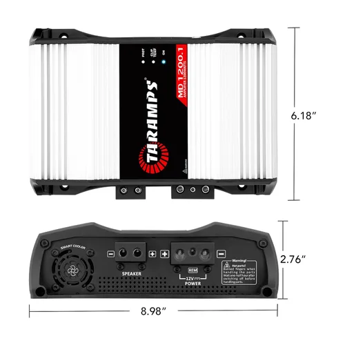Miniatura 6 de Taramps MD 1200.1 Amplificador de 2 ohmios 1200 vatios RMS 1 canal completo sistema de audio para automóvil, monobloque, indicador de monitor LED