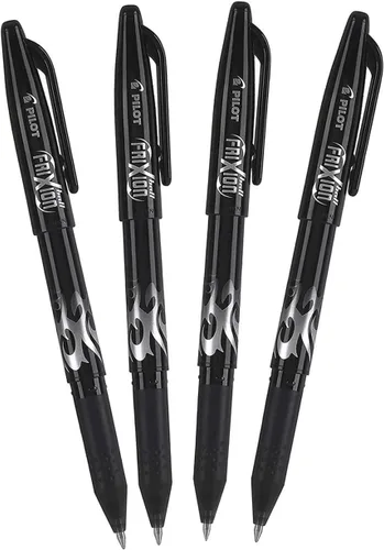 PILOT FriXion Ball - Bolígrafos de tinta de gel borrables y recargables, punta fina, tinta negra, paquete de 4