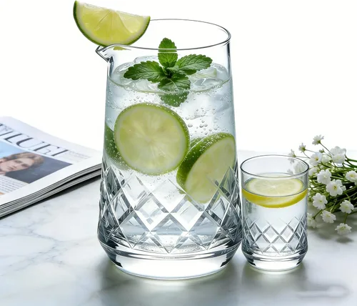 Miniatura 5 de Homestia Vaso mezclador de cóctel de cristal de 25 onzas, juego de 3 con jigger & Pourer Jarra agitadora sin plomo con base pesada para Martini, Old