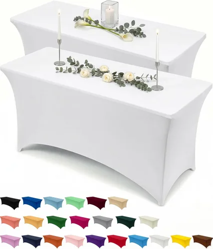 Miniatura 50 de Utopia Kitchen Mantel rectangular de spándex de 4 pies [1 unidad, negro] 200 GSM elástico, ajustado, lavable y resistente a las arrugas, cubierta