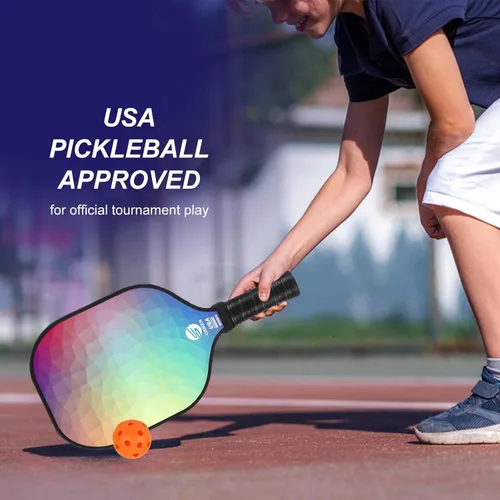 Miniatura 8 de Juego de 2 palas de pickleball aprobadas por USAPA de fibra de carbono (CHS) núcleo de panal de polipropileno, agarre antideslizante que absorbe