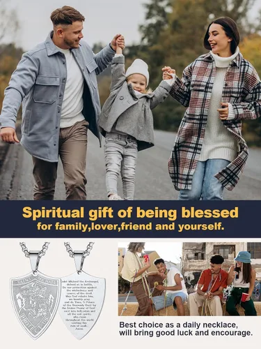 Miniatura 57 de U7 Saint Benedict/Michael Medal Necklace, 316L Stainless Steel Virgin Mary Necklace for Men Women, Bible Verse Protection Necklace Catholic