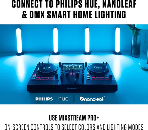 Miniatura 8 de Numark Controlador de DJ Mixstream Pro+ con Separación de Stems, 2 Decks, Transmisión Wi-Fi, Mezclador, Pantalla Táctil de 7", Altavoces, funciona