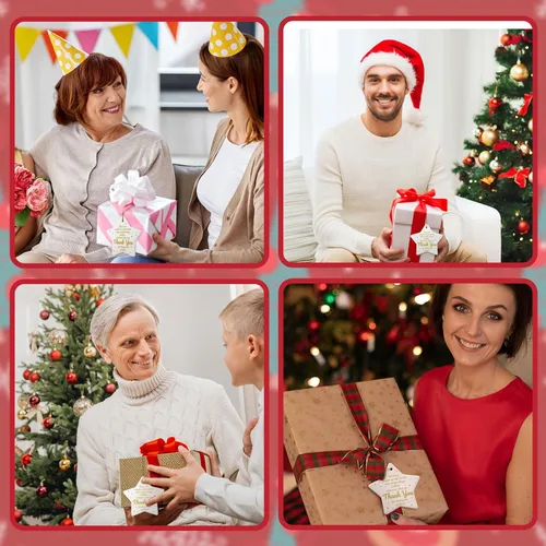 Miniatura 5 de Lewtemi 10 piezas de regalos de agradecimiento de Navidad, adornos en forma de estrella, adornos colgantes de cerámica, regalos de agradecimiento