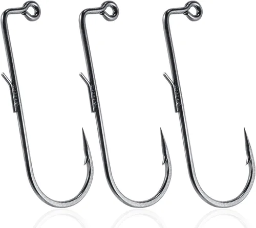 Dr.Fish Paquete de 30 ganchos de plantilla de 90 grados con soporte de alambre, curva redonda #1-#4/0 para Ned Rig, Swimbait, Bass Fishing Jig Mold