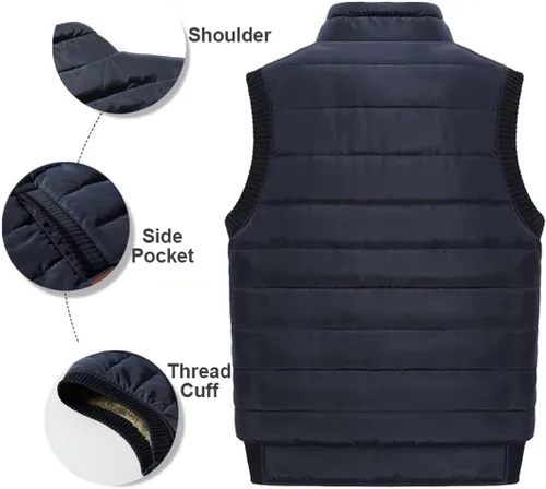 Miniatura 3 de XinYangNi Men's Winter Warm Outdoor Padded Puffer Vest Thick Fleece Lined Sleeveless Jacket