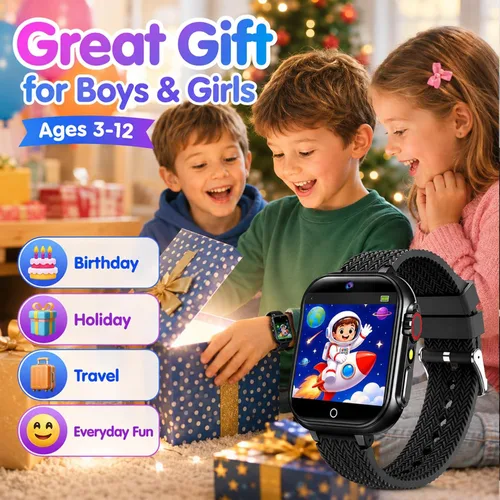 Miniatura 7 de wepfum Reloj inteligente para niños y niñas de 3 a 12 años, reloj inteligente con 39 juegos, pantalla táctil HD, grabadora de video con cámara