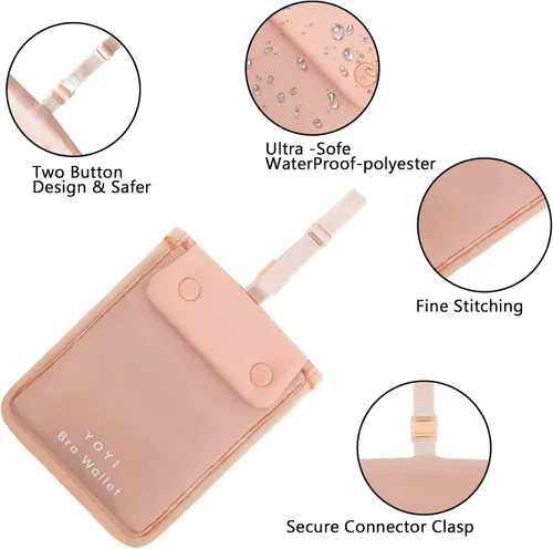 Miniatura 4 de YOYI YOYI Cartera con sujetador de viaje oculto, Rosa, Básico
