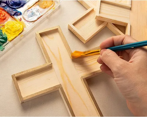 Miniatura 3 de Recortes de cruz de madera sin terminar, manualidades y decoración de fiestas, manualidades de escuela dominical y decoración de iglesia, lienzo