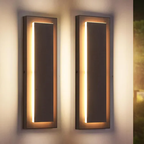 Miniatura 21 de Lámparas de porche delantero de 2 niveles, moderno aplique de pared negro para exteriores, luces exteriores LED impermeables de 15.7 pulgadas, luces