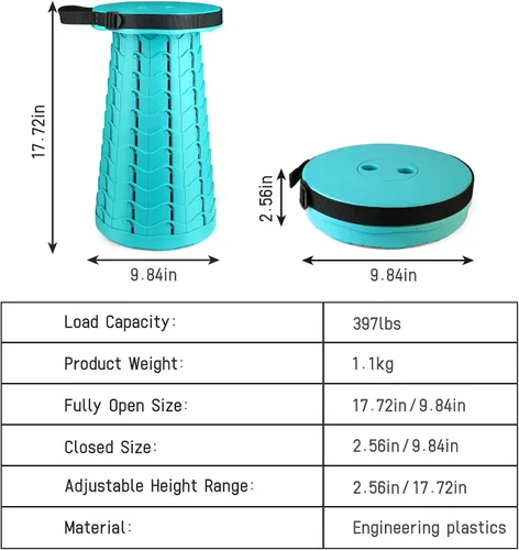 Miniatura 2 de FoldingStool colorido cuerpo taburete plegable portátil capacidad de carga máxima 397 libras, taburetes plegables telescópicos taburetes retráctiles