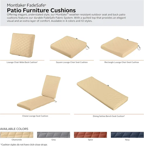 Miniatura 6 de Classic Accessories Montlake FadeSafe FadeSafe - Funda de cojín acolchada para patio, resistente al agua, 21 x 19 x 3 pulgadas, manzanilla