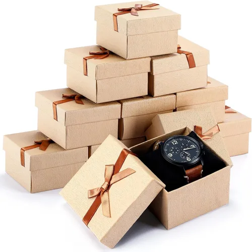 Jexine 12 cajas de regalo para el día del padre para papá y hombres de 3.5 pulgadas, caja de anillo de collar, aretes, caja de lazo, cartón,