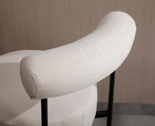Miniatura 6 de EALSON Moderno juego de 2 taburetes de bar tapizados de lino con respaldo abierto curvo/asiento redondo, cómodas sillas de bar para isla de cocina