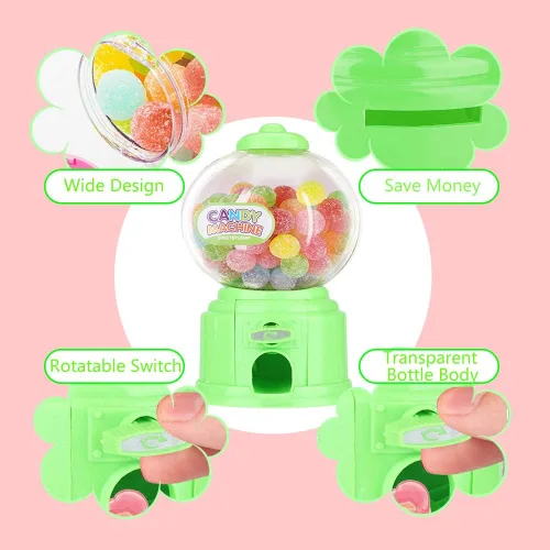Miniatura 3 de Máquina portátil del caramelo de los niños plástico Mini Gumballs Dispensador Niños Kindergarten Regalo (verde)