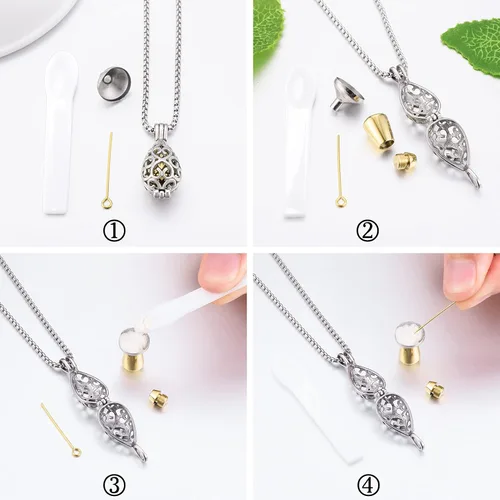Miniatura 5 de XIUDA Collar de urna personalizado para cenizas humanas, collar de cenizas de flor de loto con mini urna de recuerdo, joyería de cremación