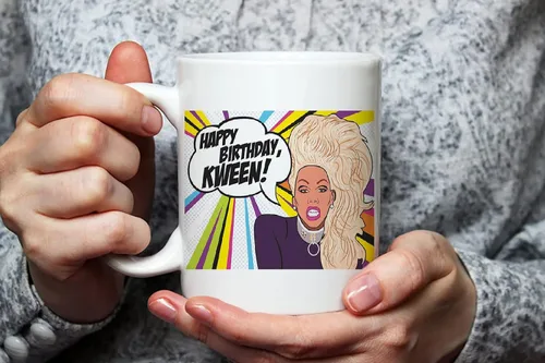 Miniatura 3 de Fonhark - RuPaul's Drag Race, Happy Birthday Kween! Taza de café inspirada, cultura pop de reality TV, taza de café novedosa de 11 onzas