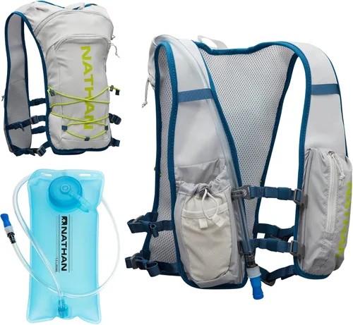 Miniatura 12 de Nathan QuickStart - Chaleco de hidratación con vejiga o frascos, bolsillos de almacenamiento, tela transpirable que absorbe la humedad, correas
