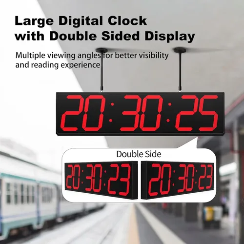 Miniatura 3 de CHKOSDA Reloj de pared digital de doble cara de 28.5 pulgadas, reloj grande LED multifuncional con temporizador, pantalla de temperatura y fecha