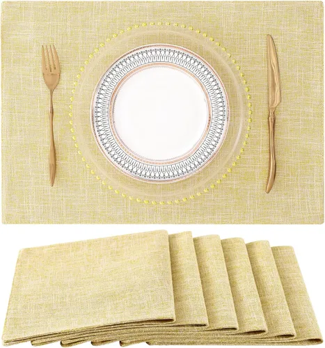 Miniatura 41 de homing - Juego de 4 manteles individuales de algodón y lino, manteles de tela lavables para mesa de comedor de estilo rústico para interiores y Negro