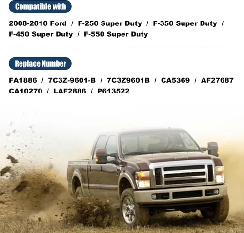 Miniatura 6 de Sporacingrts Filtro de aire compatible con Ford F250 F350 F450 F550 Super Duty 2008 2009 2010 6.4L Powerstroke motor diesel reemplazo FA1886