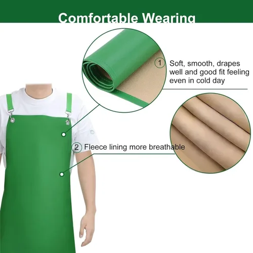Miniatura 6 de SHEOMERN Delantal de goma impermeable, 43 pulgadas, antidesgarros, de vinilo resistente, ajustable, más grueso, con espalda cruzada, para Verde