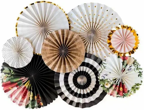 Miniatura 11 de Juego de 12 abanicos de papel para colgar para fiestas, estrellas y rayas del 4 de julio, temática patriótica de Estados Unidos, decoración