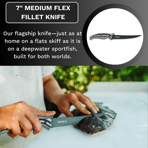 Miniatura 4 de SORD Cuchillo de filete – Cuchillos de filete de 5 a 9 pulgadas para peces – Cuchillo afilado para deshuesar – Pesca en agua salada y agua dulce
