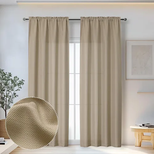 Miniatura 52 de OWENIE Bob Juego de 2 Paneles de Cortinas Negras de Cocina para Ventanas de 36 Pulgadas de Largo, Cortinas Cortas de Café con Textura de Lino