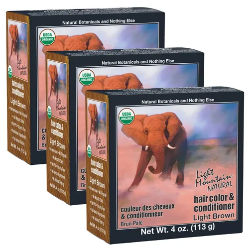 Light Mountain Henna - Tinte y acondicionador para el cabello, tinte para el cabello castaño claro para hombres y mujeres, polvo orgánico de hoja de
