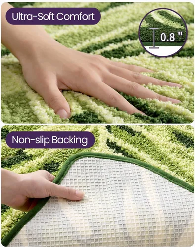 Miniatura 7 de DEXI Leaf - Alfombras de baño Monstera, 23.5 x 31.5 pulgadas, suaves, esponjosas y lindas con parte trasera antideslizante, alfombra de baño lavable