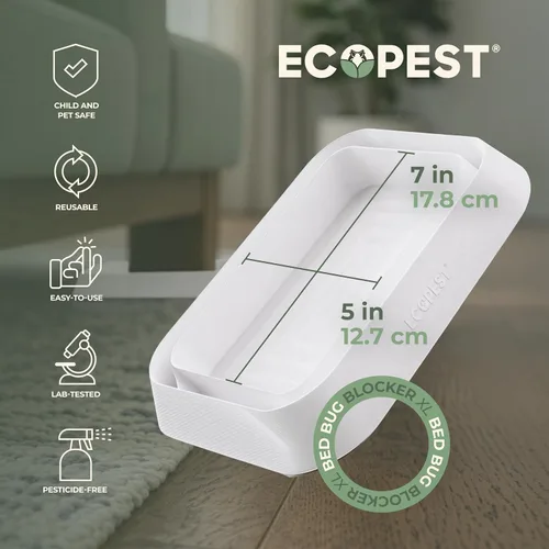 Miniatura 6 de Interceptores para insectos de cama – Paquete de 4 Bloqueador de insectos (XL) Trampas interceptoras (blanco) Trampa para insectos, monitor