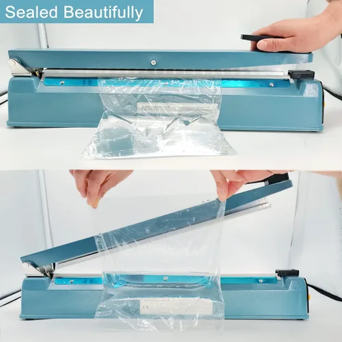 Miniatura 2 de Sellador térmico de 16 pulgadas para bolsas de plástico, sellador térmico de bolsas de plástico de metal, sellador térmico de bolsas de mylar, Azul