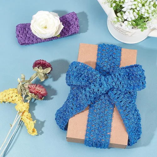 Miniatura 6 de BENECREAT Diadema elástica de ganchillo de 15 yardas de 1.5 pulgadas de ancho, 7 cintas de colores mixtos, ribete elástico de ganchillo