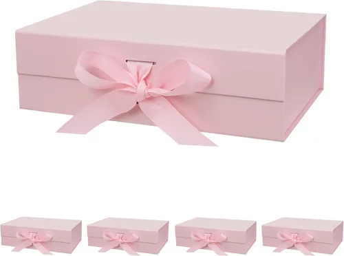 Miniatura 12 de DaiUni 10.5"X7.5"X3.1" Black Magnetic Gift Box with Lid and Ribbon for Presents Naranja