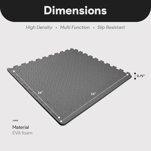 Miniatura 3 de BalanceFrom Tapete de Azulejos de Ejercicio de Espuma EVA Entrelazada de 24 x 24 pulgadas – Suelo de Rompecabezas Antideslizante para Gimnasio