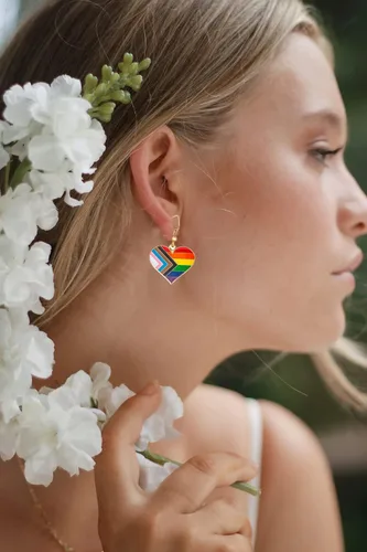Miniatura 4 de Heart Shape Pride Dangle Earrings Gay and Lesbian LGBT Pride Gifts Jewelry